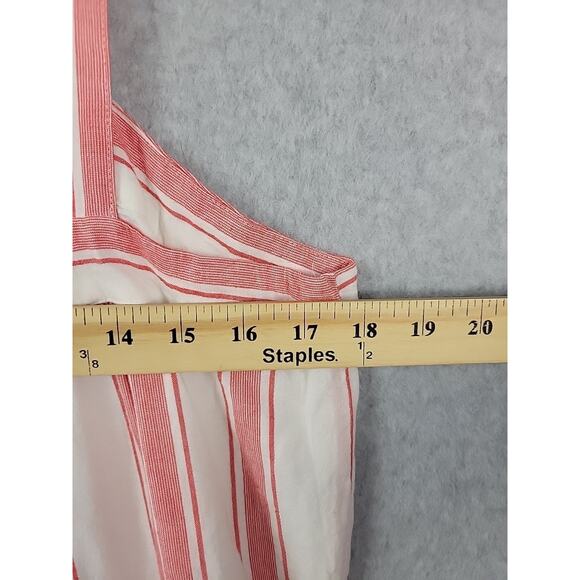 LOFT Ann Taylor Red White Striped Tiered Sleeveless Sundress Women's Large Lined - Picture 9 of 11
